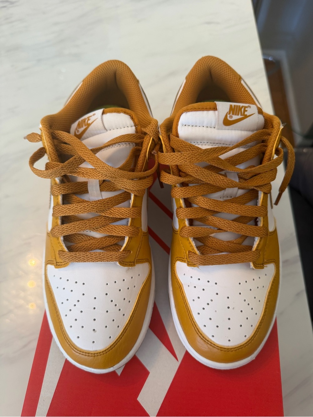 Nike Low-Top Sneakers in White and Mustard/Gold